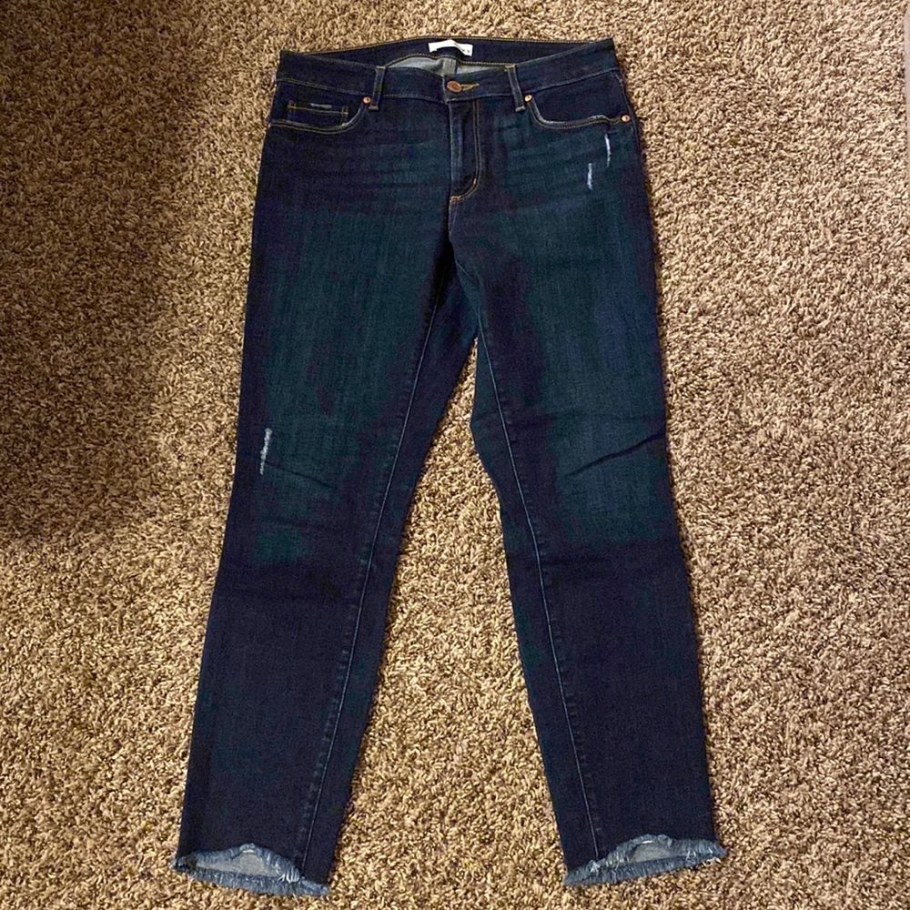 LOFT curvy skinny destructed hem jeans size 29/8
